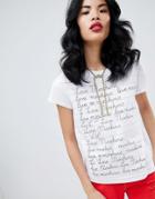 Love Moschino Writing Lines Print T-shirt - White