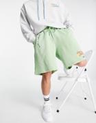 Asos Actual Coordinating Relaxed Shorts With Multi Logo And Graphic Prints In Green