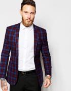 Asos Skinny Suit Jacket In Plaid Check