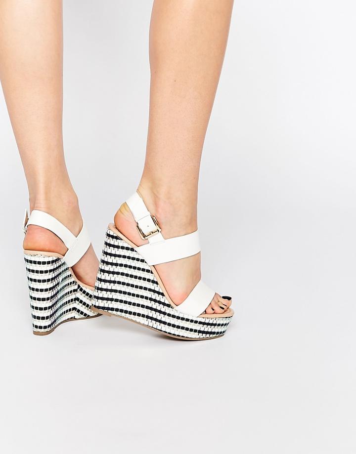 Miss Kg Panda Strap Flatform Wedges - White Synthetic