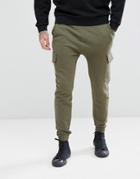 Asos Skinny Joggers With Cargo Pocket In Green - Green