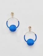 Missguided Thread Ball Mini Hoop Drop Earrings - Blue