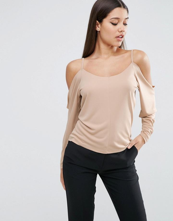 Asos Top With Clean Cold Shoulder - Red