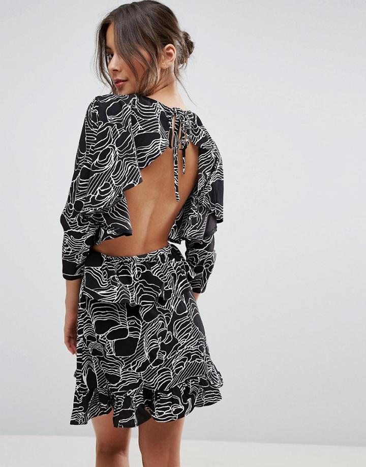 Unique21 Frill Backless Mini Dress - Black