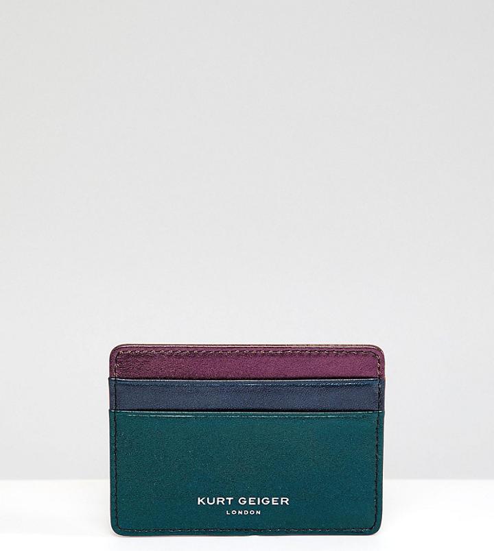 Kurt Geiger K Stripe Rainbow Leather Card Holder - Multi