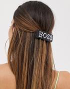 Asos Design Barette Hair Clip In Tortoiseshell With Pearl Boss Slogan - Multi