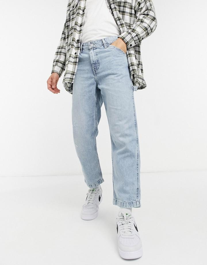 Levi's Youth Tapered Carpenter Crop Jeans In Hundred Choices Light Wash-blues