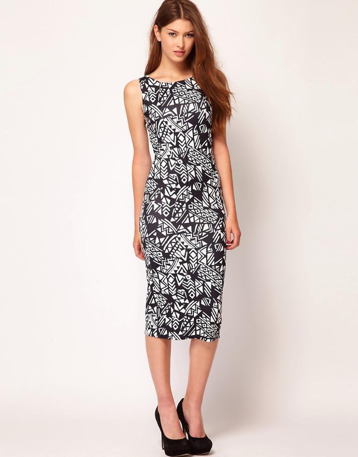 John Zack Graphic Print Midi Body-conscious Dress - Multi