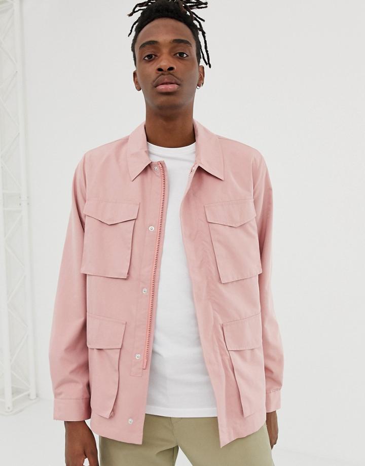 Asos Design Lightweight Utility Jacket-pink