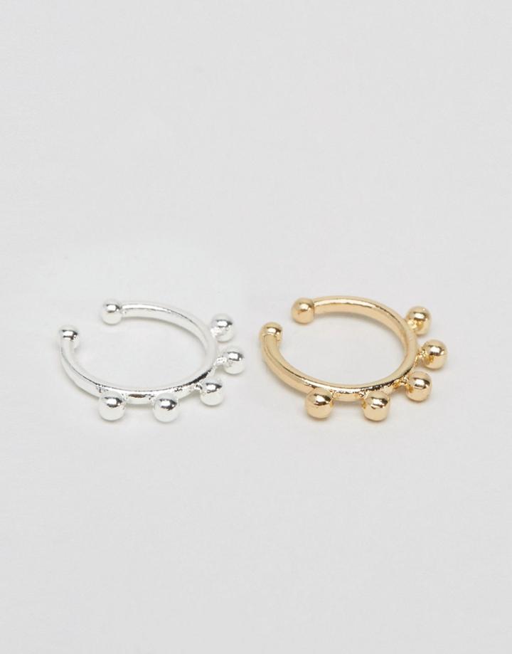 Asos Faux Nose Cuff Mini Ball Pack - Mixed Metal