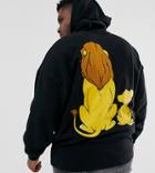 Disney The Lion King X Asos Design Plus Oversized Hoodie With Simba And Mufasa Back Print - Black