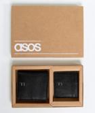 Asos Leather Card Holder And Wallet In Black With Foil Logo Emboss - Black