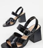 Simply Be Wide Fit Cross Front Heel Sandal In Black