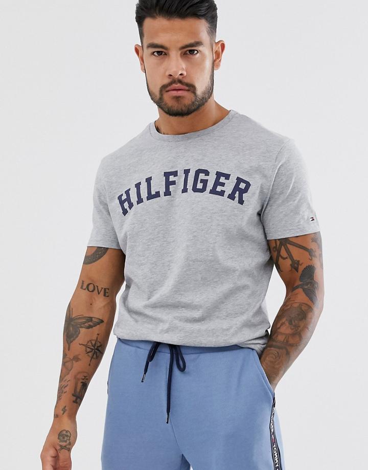 Tommy Hilfiger Logo Crew Neck Lounge T-shirt In Gray-grey