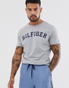 Tommy Hilfiger Logo Crew Neck Lounge T-shirt In Gray-grey