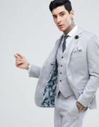 Harry Brown Stretch Linen Wedding Pale Blue Slim Fit Suit Jacket - Blue