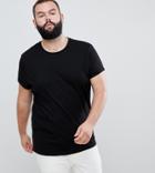 Asos Design Plus T-shirt With Crew Neck And Roll Sleeve In Black - Black