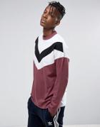 Asos Oversized Long Sleeve T-shirt With Chevron Panels In Burgundy - Red