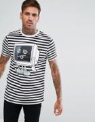 Asos Stripe T-shirt With Tv Print - White