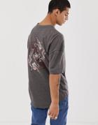 Le Breve Kung Fu Back Print T-shirt-gray