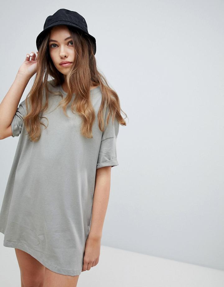Pull & Bear T Shirt Dress In Beige - Beige