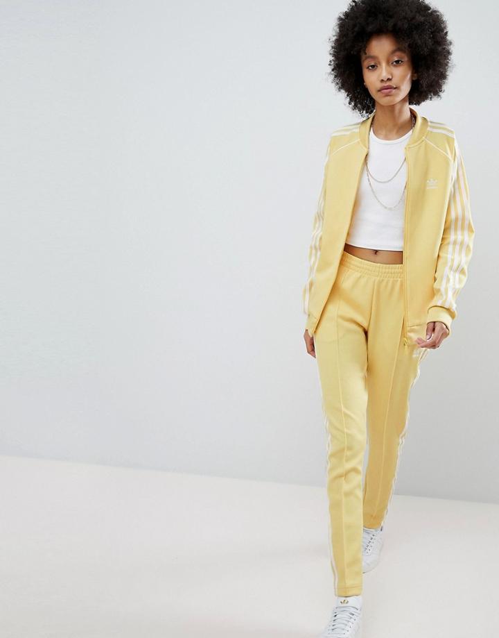 Adidas Originals Adicolor Three Stripe Track Pants In Yellow - Yellow