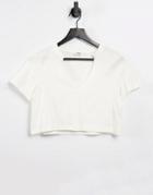 Cotton: On V-notch Crop Tee In White