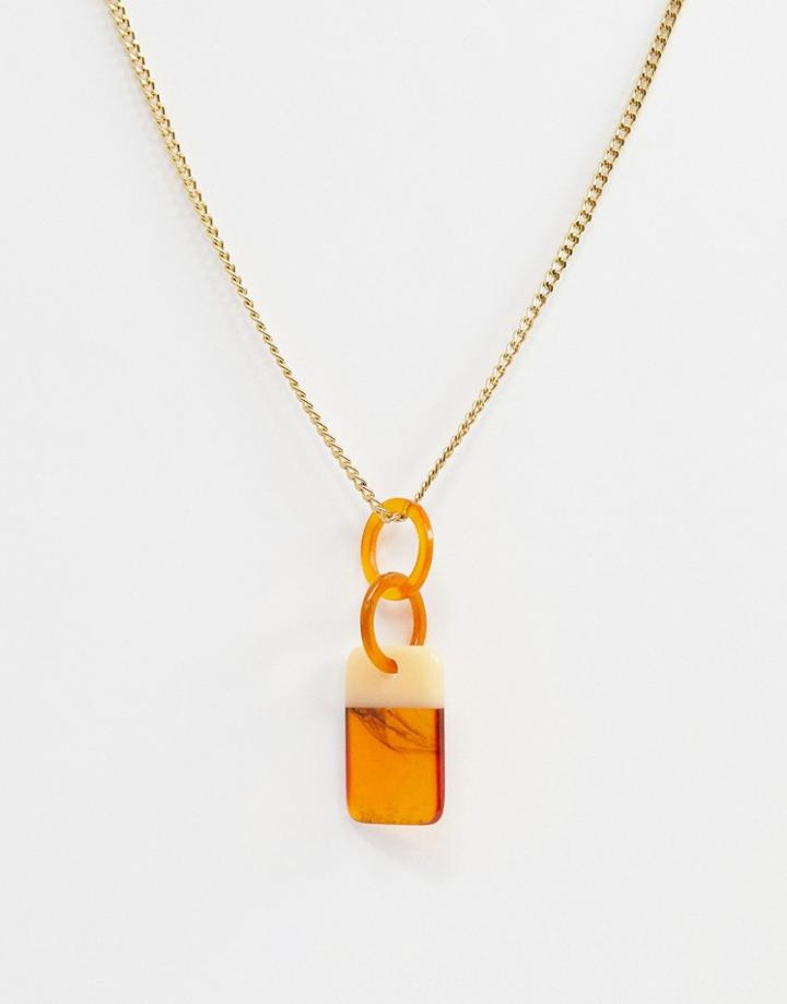 Glamorous Tortoiseshell Statement Pendant Necklace-multi