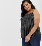 Asos Design Curve Cami With Square Neck In Stripe Print - Multi