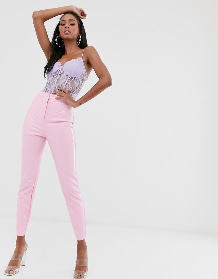 Asos Design Spray On Vinyl Pants In Pink