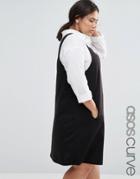 Asos Curve Ponte Pinny Shift Dress - Black