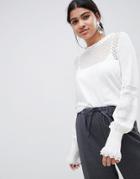 Suncoo Knitted Balloon Sleeve Top - White
