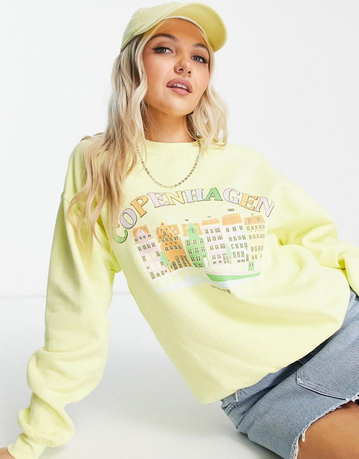 Vintage Supply Copenhagen Overdyed Sweatshirt In Lemon Yellow