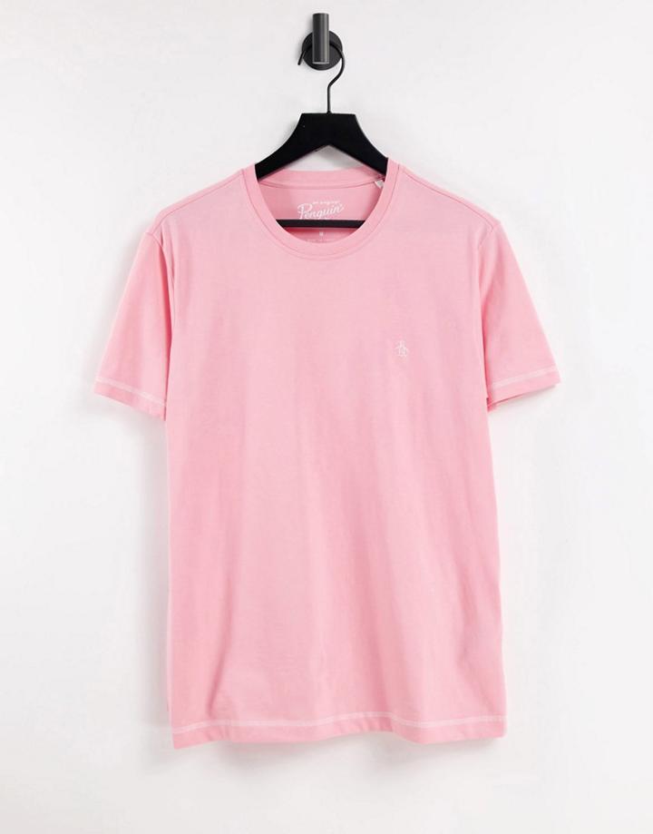 Original Penguin Coverstitch Crew Neck T-shirt-pink