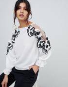 Forever Unique Floral Applique Top - White