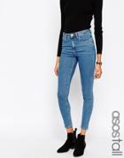 Asos Tall Ridley Skinny Ankle Grazer Jeans In Lily Pretty Mid Stonewash - Lily Mid Stone Wash
