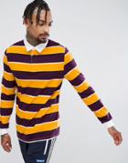 Asos Long Sleeve Stripe Rugby Polo - Yellow