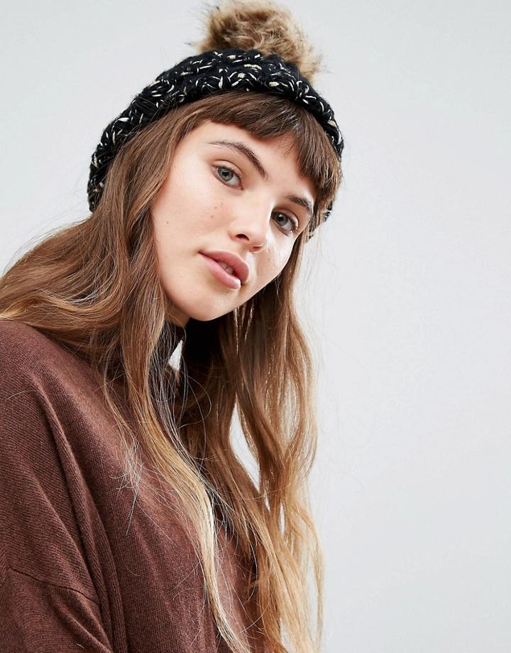 Aldo Gold Yarn Pom Beanie - Black