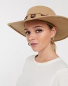 Asos Design Felt Matador Hat With Multi Ring Strap With Size Adjuster In Tan