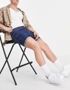Jack & Jones Intelligence Loose Fit Denim Shorts With Mid Blue-blues