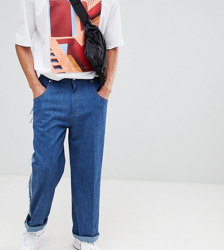 Add Wide Leg Jeans With Side Stripe - Blue
