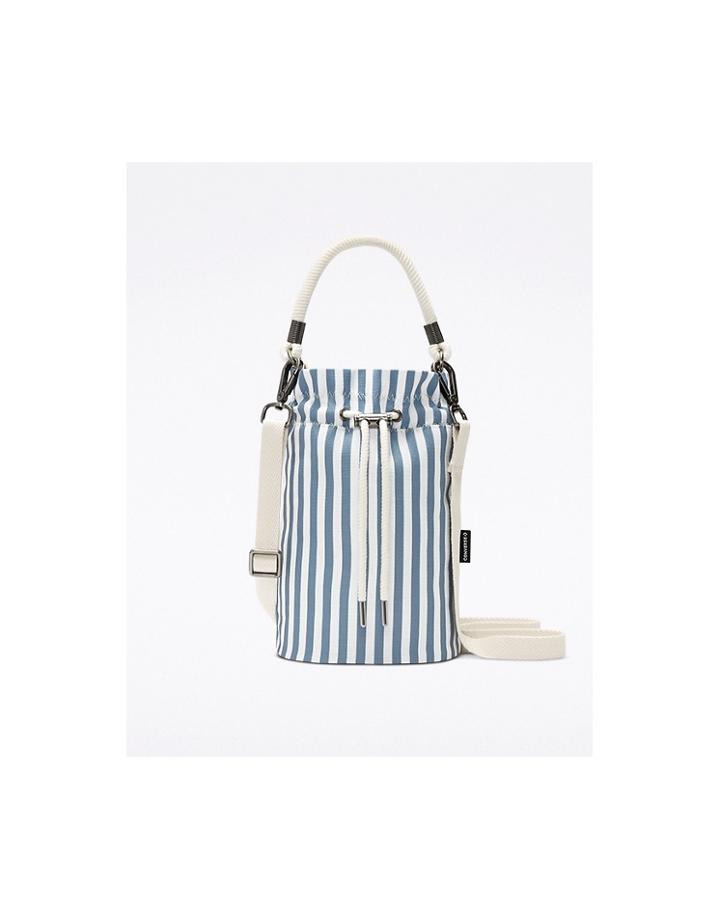 Converse Rope Detail Stripe Mini Bucket Bag In Blue/white