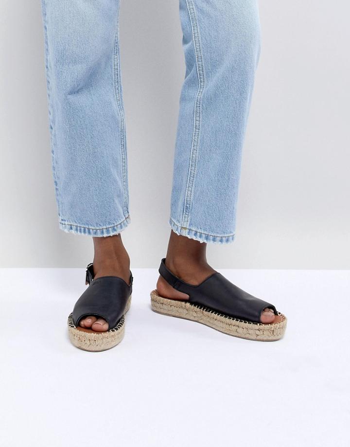Alohas Black Leather Backstrap Sandal - Black