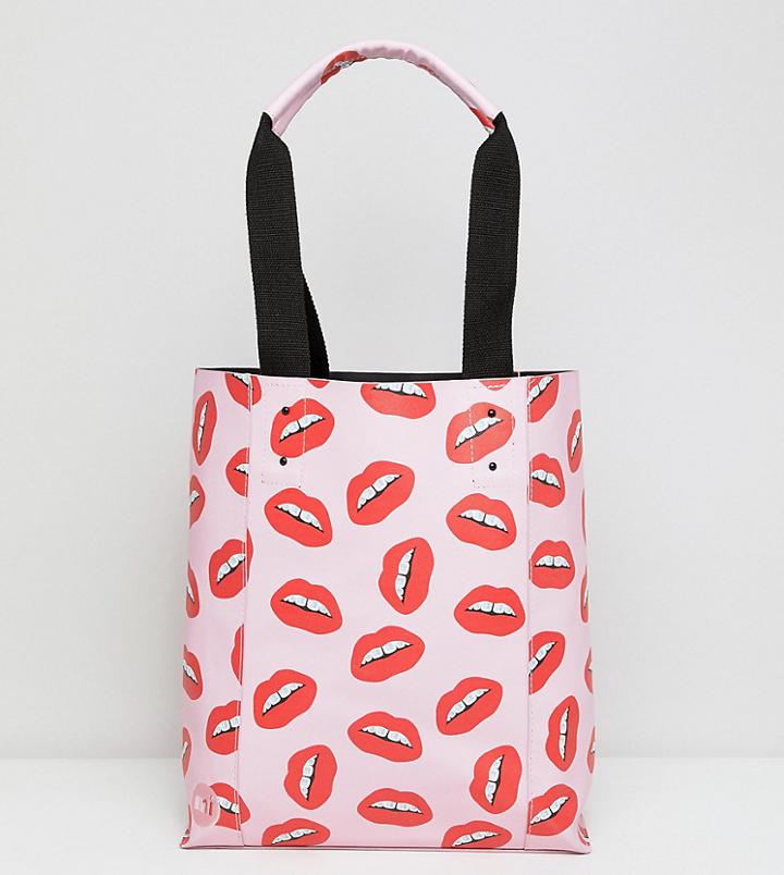 Mi Pac X Tatty Devine Pink Lips Print Shopper Bag Bag - Pink