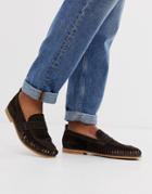 River Island Woven Loafer In Dark Brown