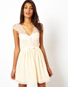 Asos Skater Dress With Scalloped Wrap - Pink