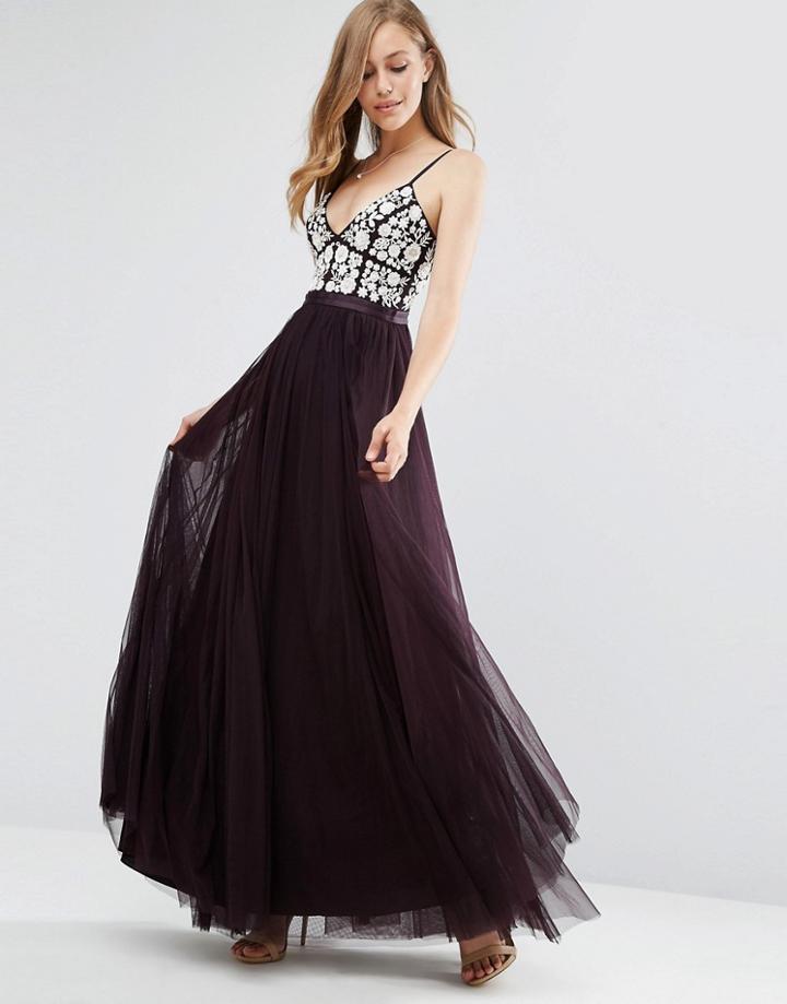 Needle & Thread Motif Tulle Maxi Dress - Purple