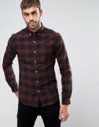 Asos Skinny Buffalo Plaid Shirt In Rust - Red