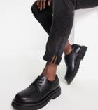 Truffle Collection Wide Fit Chunky Lace Up Shoes In Black Faux Leather