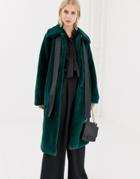 Y.a.s Faux Fur Coat With Neck Tie - Red